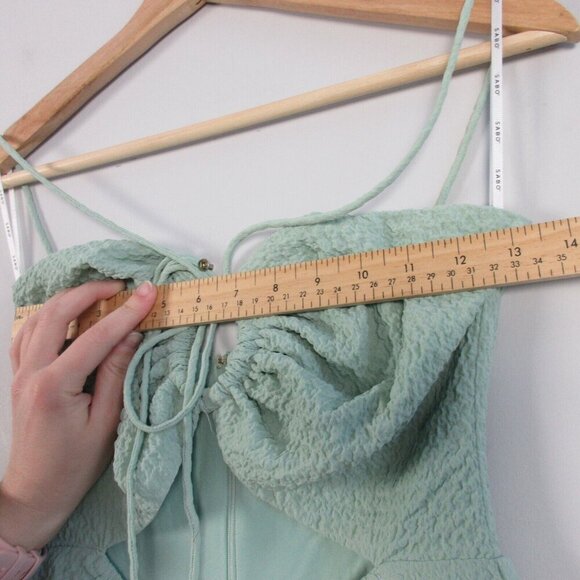 Sabo Odin Halter Cutout Mini Dress Small Mint Crinkle Texture Strappy Summer 242 - Picture 7 of 10